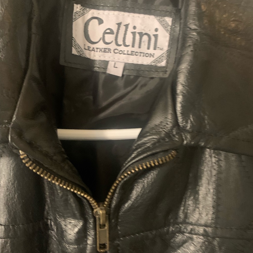 Black leather jacket size Large